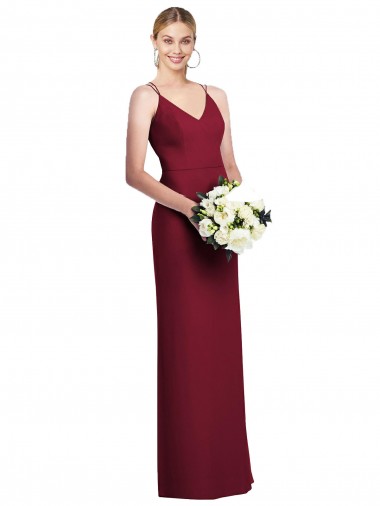 Affordable A-Line V-Neck Soft Chiffon Long Burgundy Formal Dress Canada