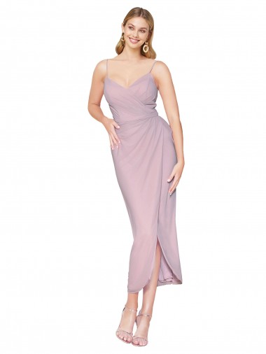 Affordable Mermaid High Neck Soft Chiffon Knee Length Primrose High Low Evening Dress Canada