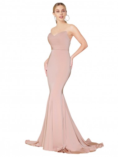 Affordable Mermaid High Neck Stretch Crepe Long Mauve Formal Evening Dress Canada
