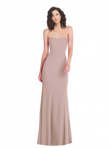 Affordable Mermaid Strapless Stretch Crepe Long Dusty Pink Formal Evening Dress Canada