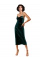 Affordable Sheath Cowl Neck Stretch Velvet Midi Length Dark Green Formal Dress Canada