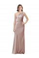 Affordable Sheath One Shoulder Stretch Satin Long Dusty Pink Formal Evening Dress Canada